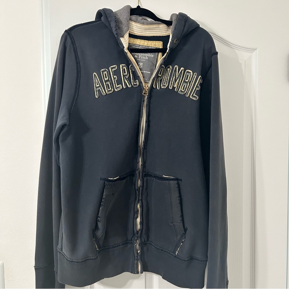 abercrombie & fitch blue zip-up